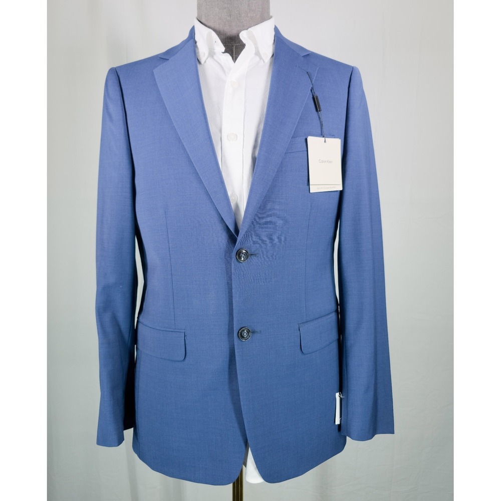 Calvin Klein Men Maxwell Suit Jacket 40R Blue Slim Fit Wool Business Casual NWT